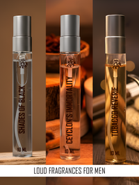 Loud Fragrances for Men (Tobacco-10ml, Ceylons Immortality-10ml, Shades of Black-10ml)